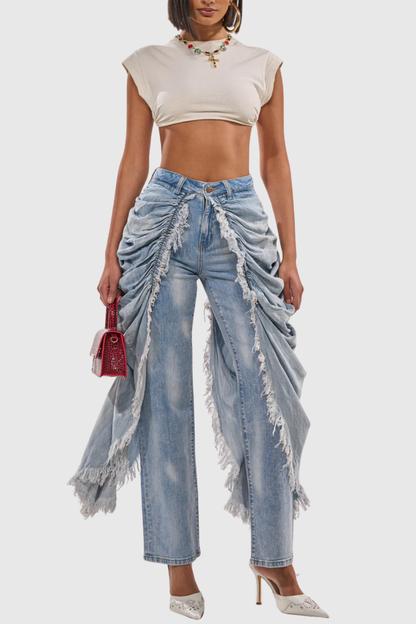 Veanne Ruched Overlay Jeans