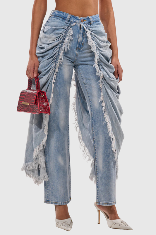 Veanne Ruched Overlay Jeans