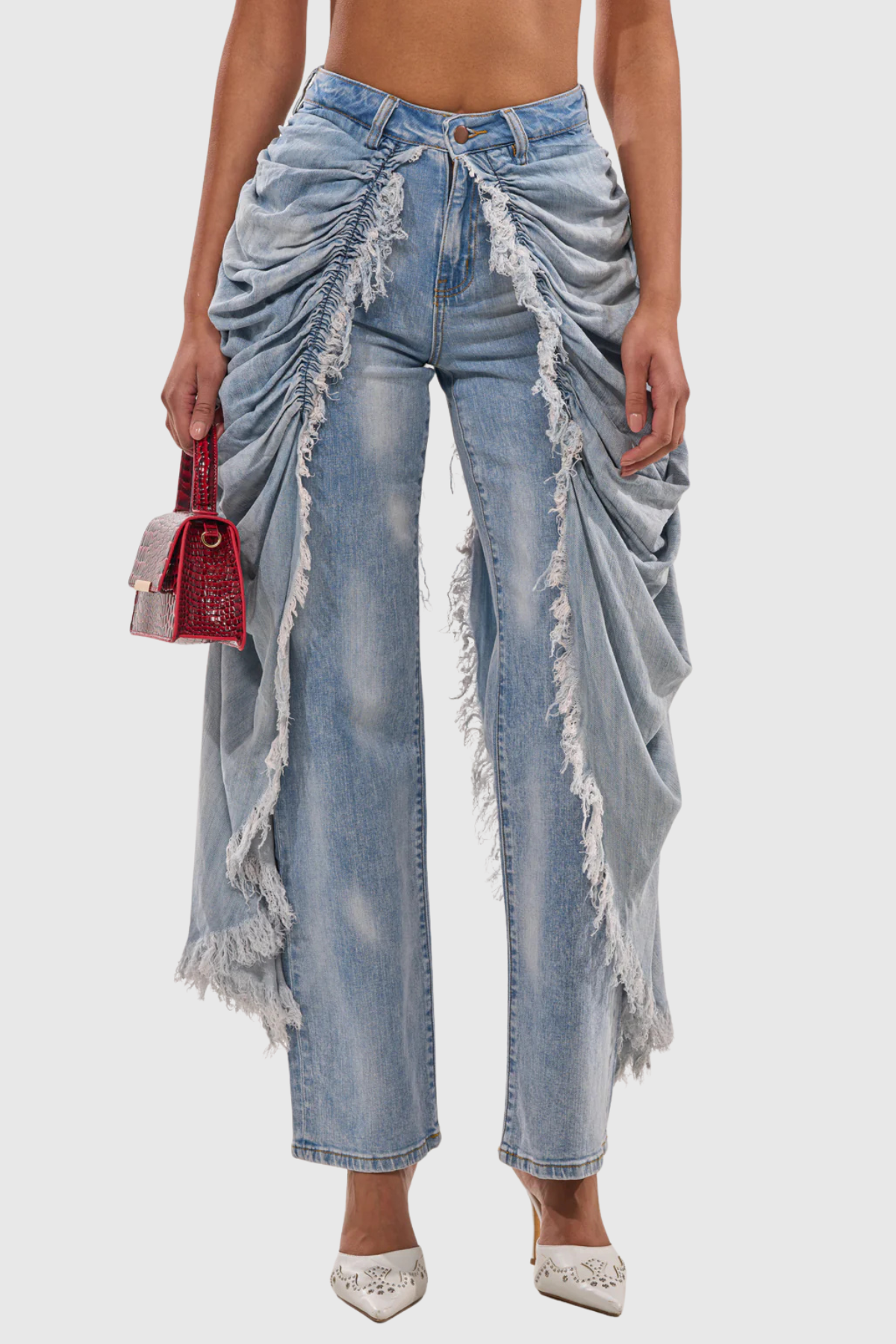 Veanne Ruched Overlay Jeans