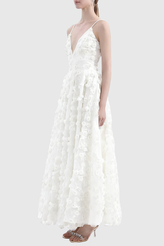 Veera Floral Appliqué Maxi Dress