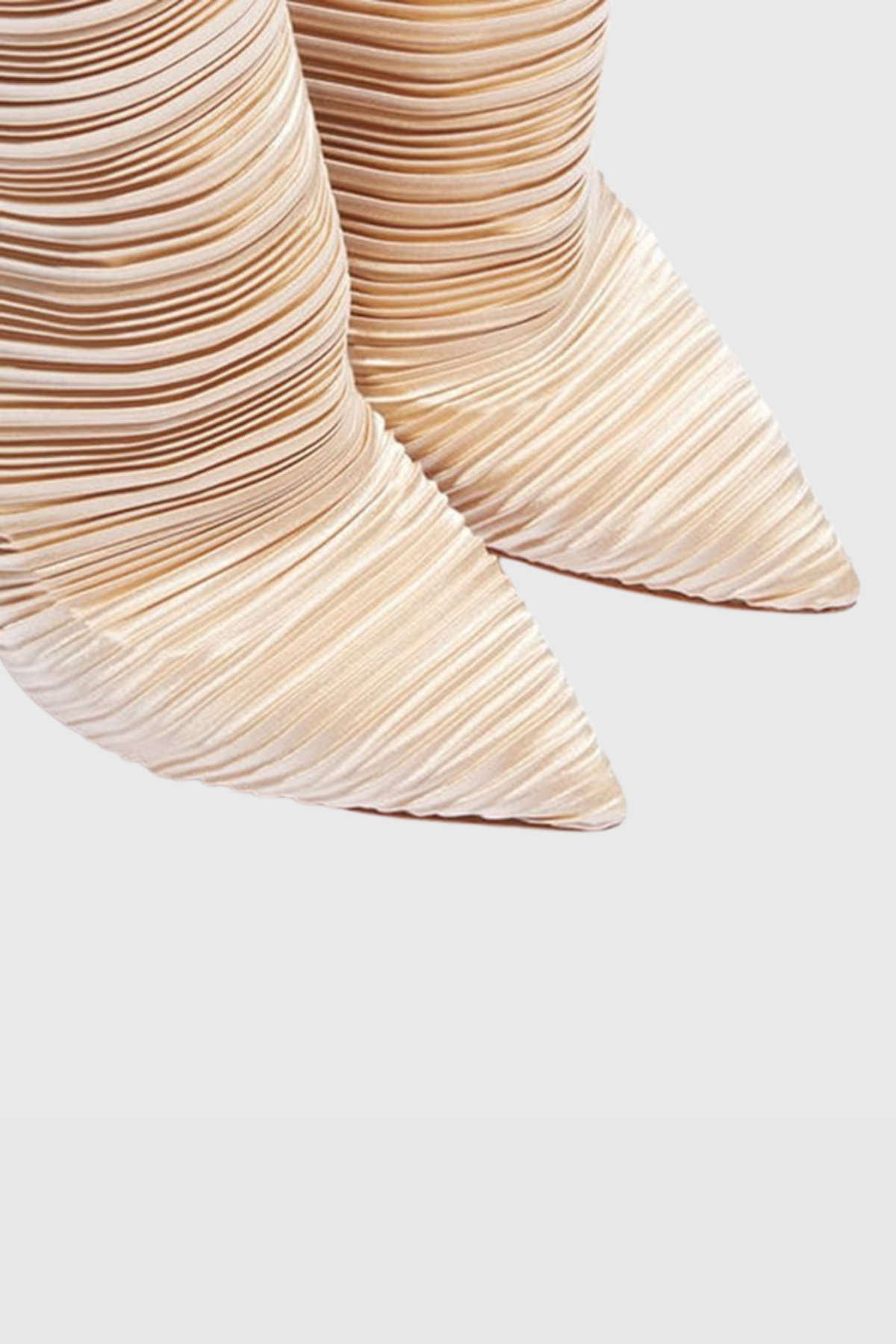 Veilsa Ribbed Velvet Over The Knee Boots - Beige