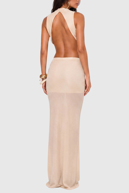 Velazs Pearl Draped Top & Maxi Skirt Set