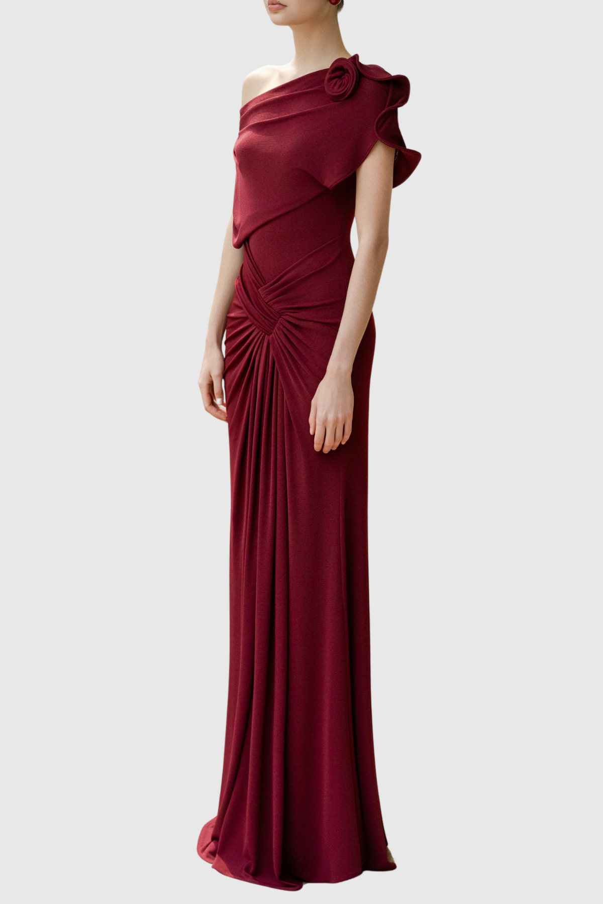 Velmare Off Shoulder Floral Ruched Maxi Dress