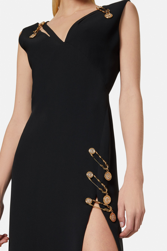Venetia Pin Embellished Split Midi Bandage Dress