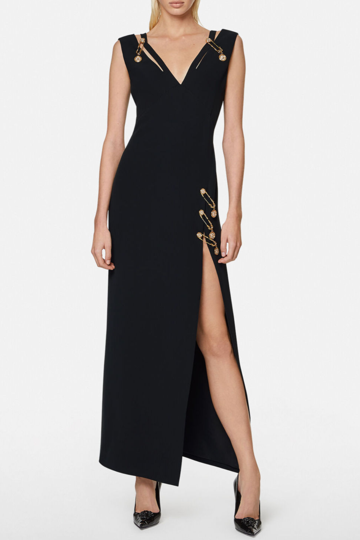 Venetia Pin Embellished Split Midi Bandage Dress
