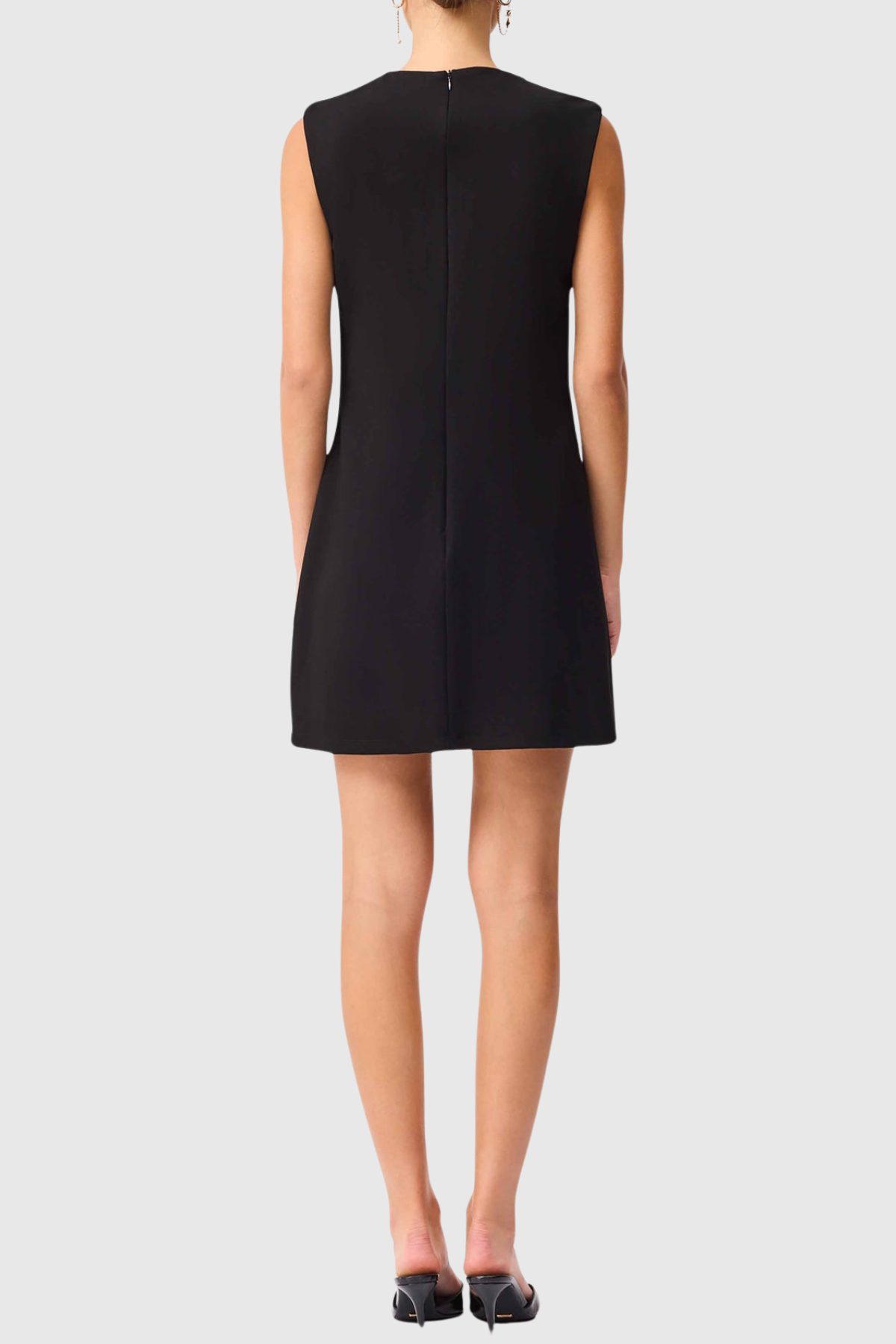Ventura Floral Applique Sleeveless Mini Dress - Black