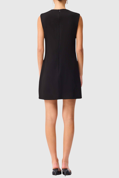 Ventura Floral Applique Sleeveless Mini Dress - Black