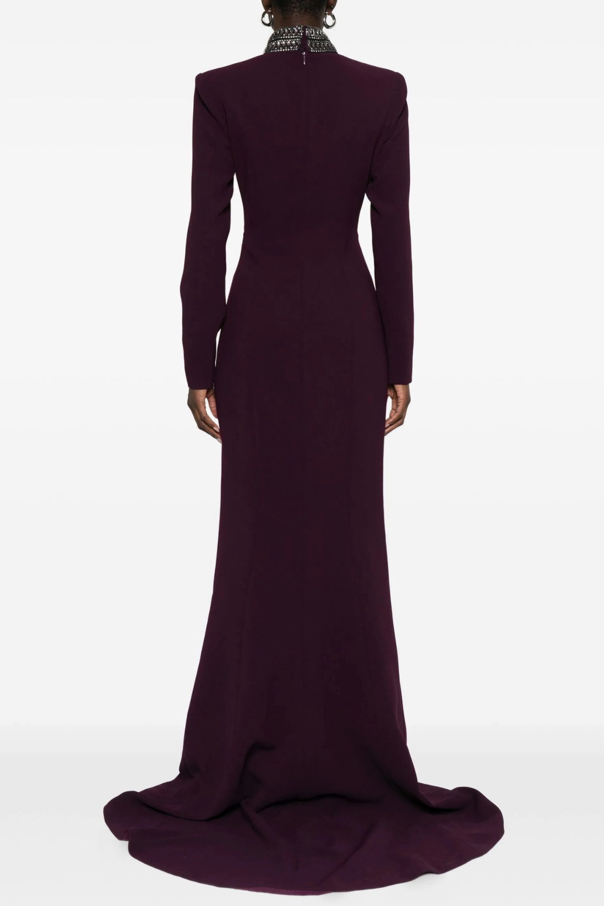 Verena Crystal Trim Cutout Flared Maxi Dress