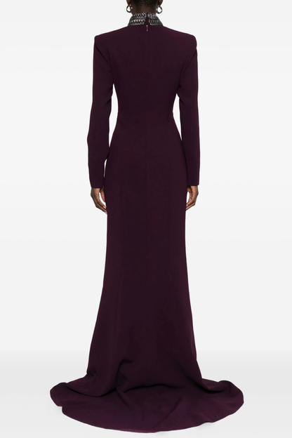 Verena Crystal Trim Cutout Flared Maxi Dress