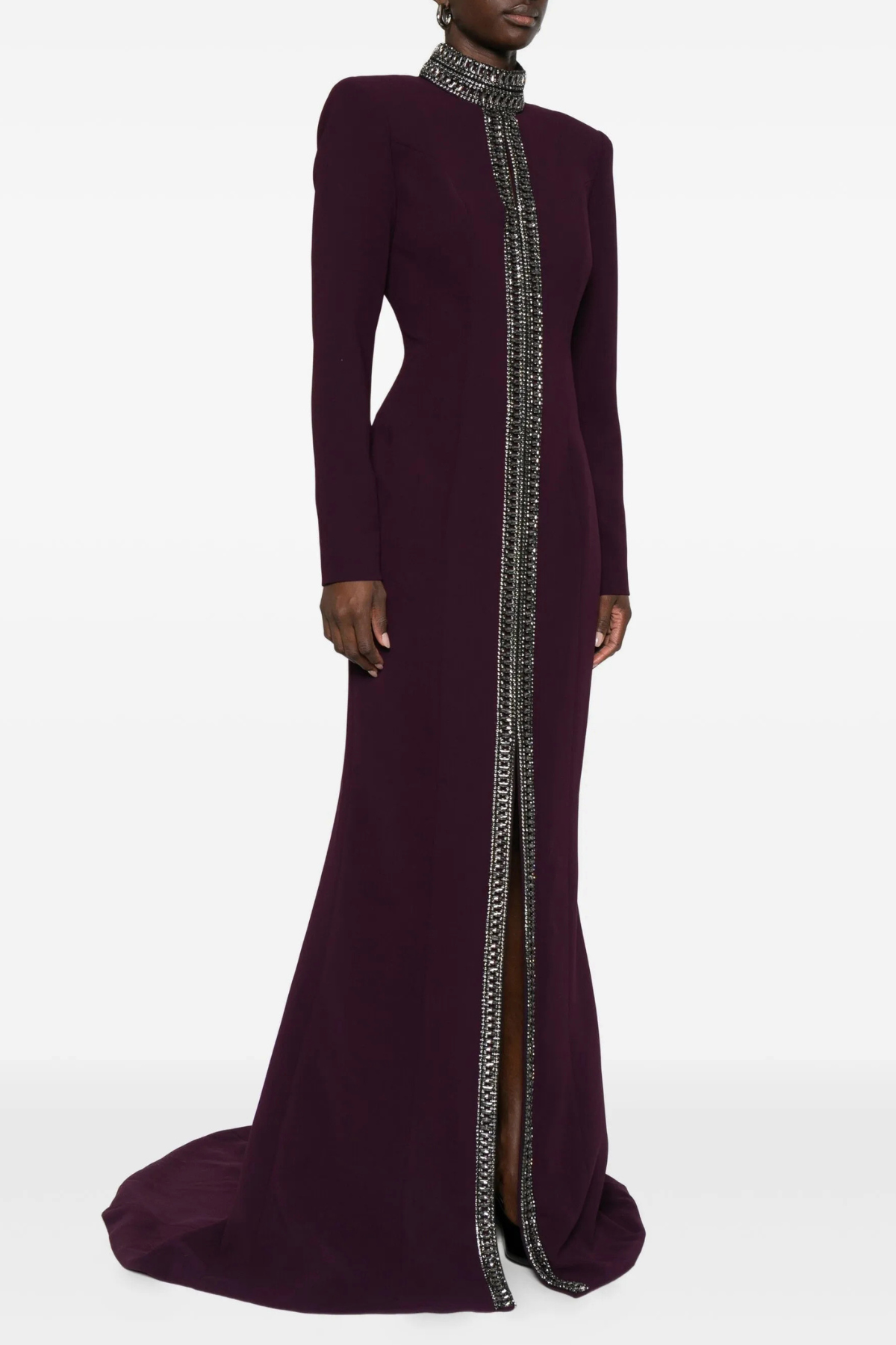 Verena Crystal Trim Cutout Flared Maxi Dress