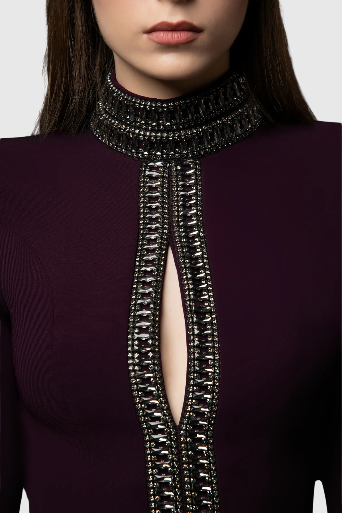 Verena Crystal Trim Cutout Flared Maxi Dress