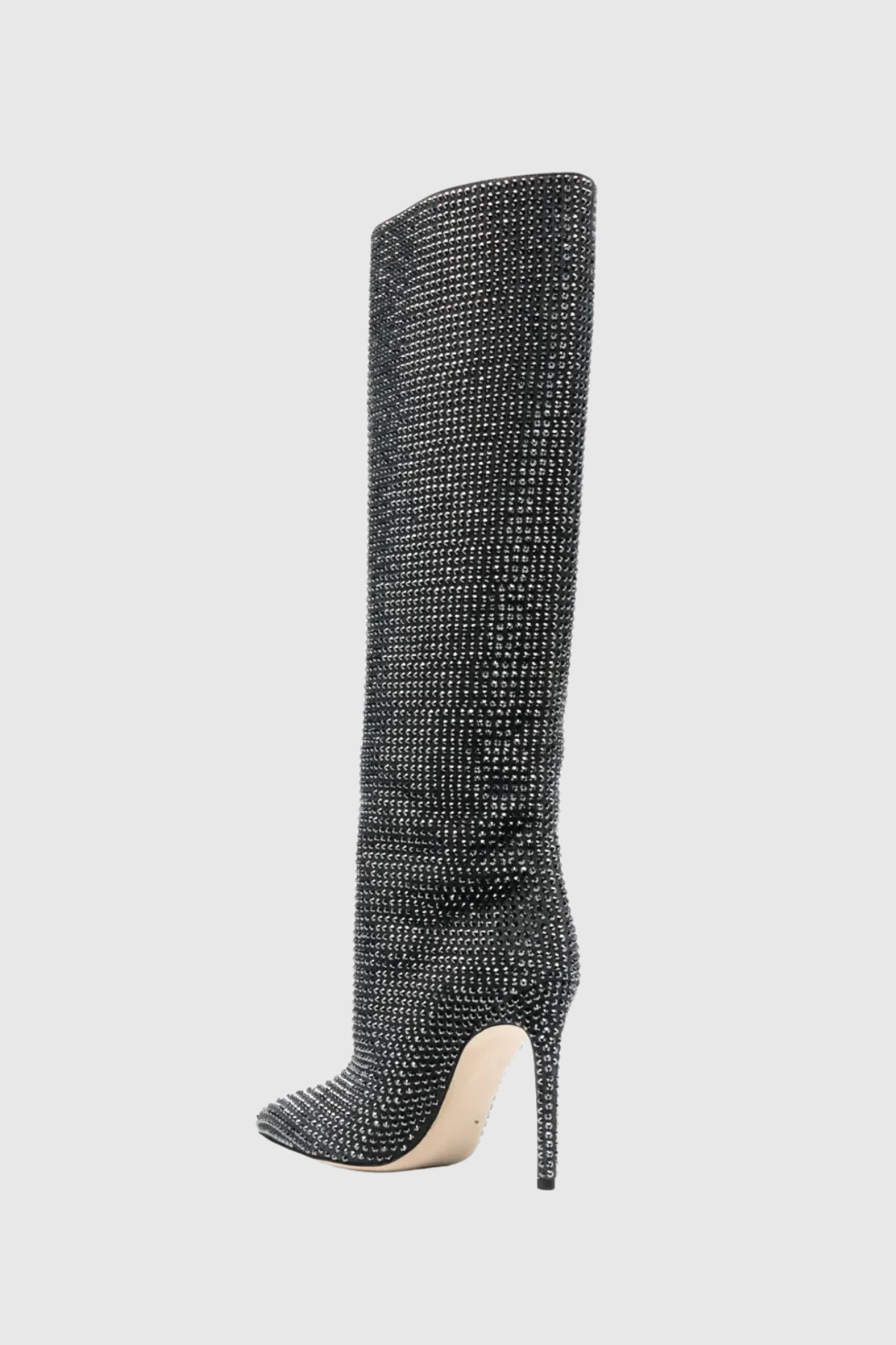 Verese Crystal Embellished Stiletto Boots - Black