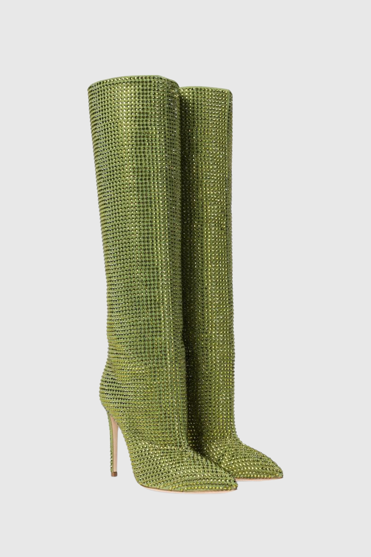 Verese Crystal Embellished Stiletto Boots - Green