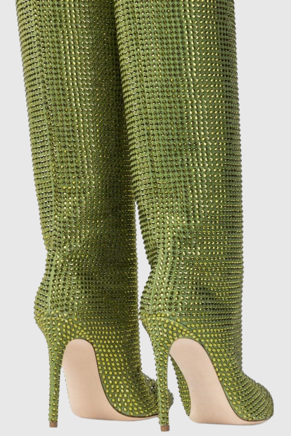 Verese Crystal Embellished Stiletto Boots - Green