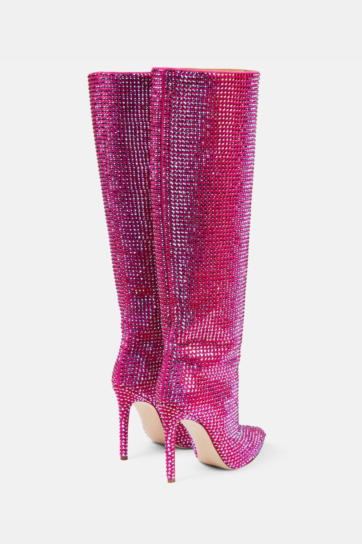 Verese Crystal Embellished Stiletto Boots - Pink
