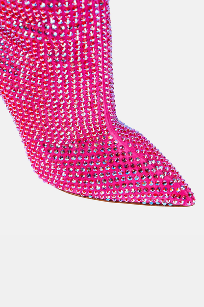 Verese Crystal Embellished Stiletto Boots - Pink