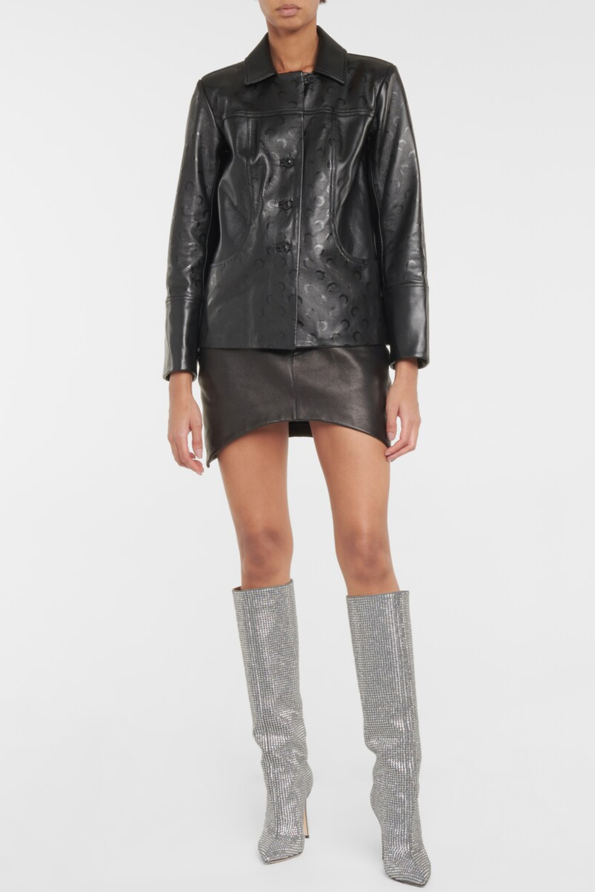 Verese Crystal Embellished Stiletto Boots - Silver