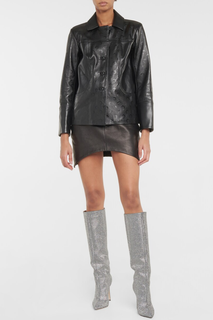 Verese Crystal Embellished Stiletto Boots - Silver