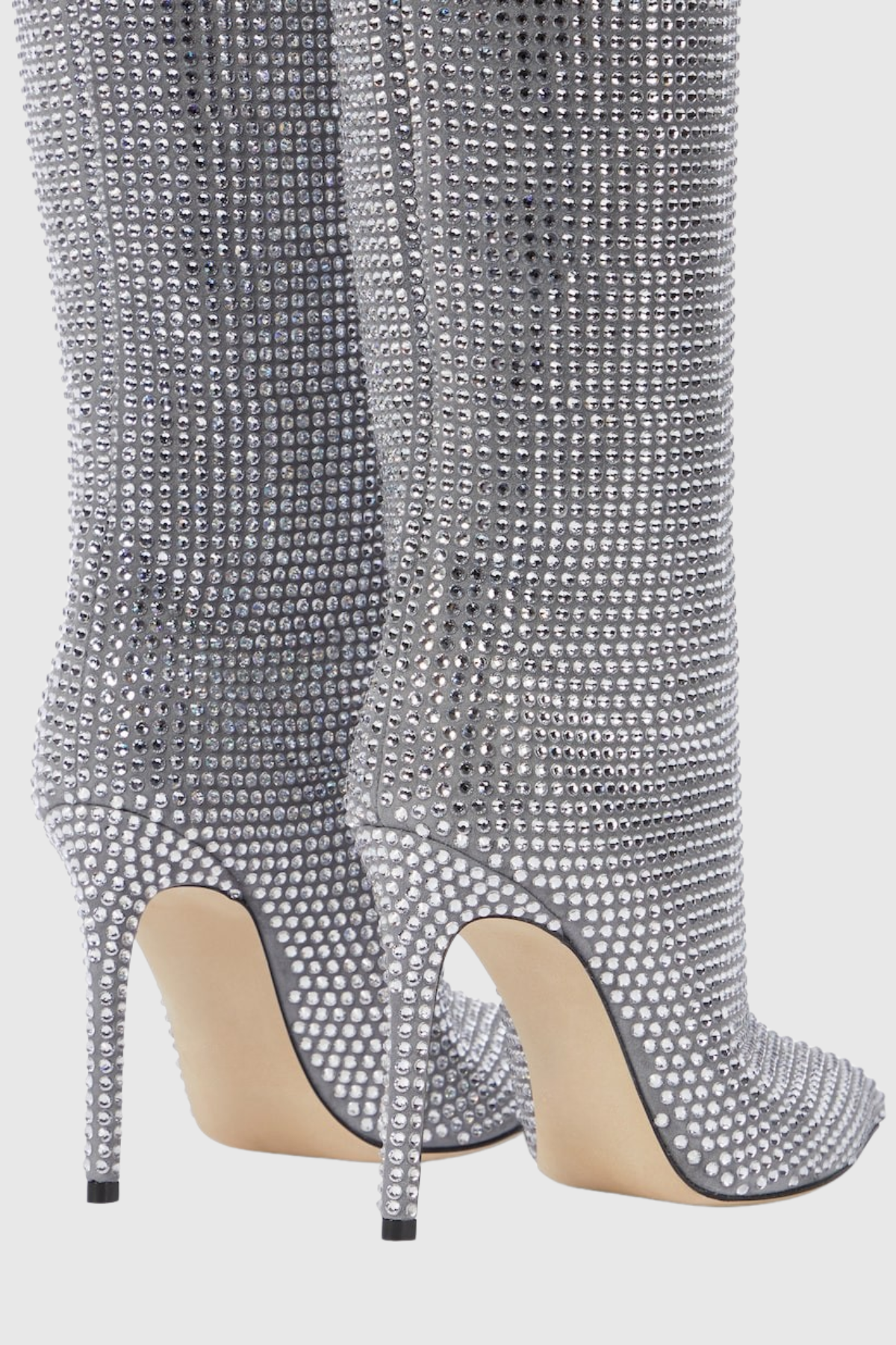 Verese Crystal Embellished Stiletto Boots - Silver