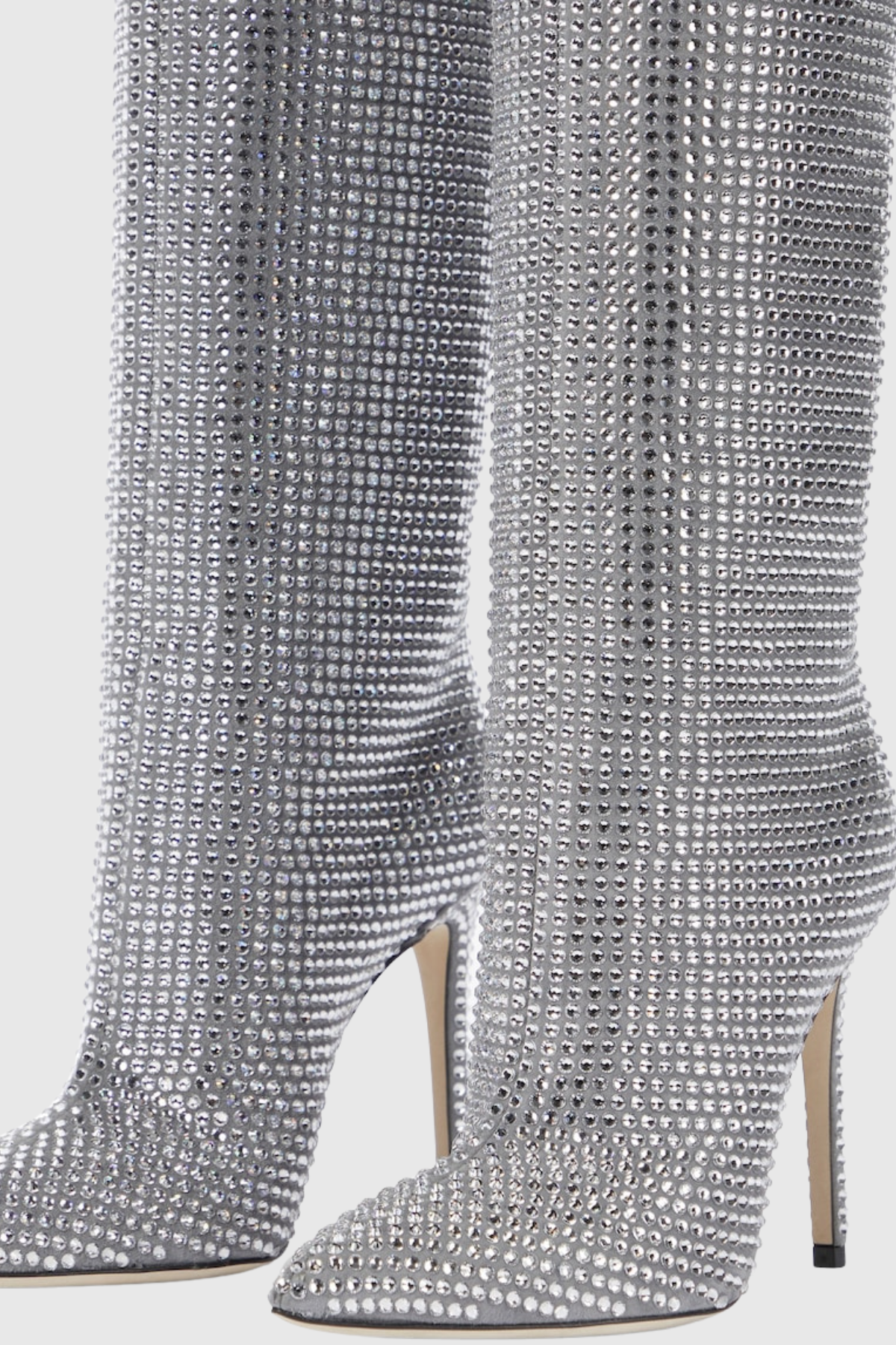 Verese Crystal Embellished Stiletto Boots - Silver