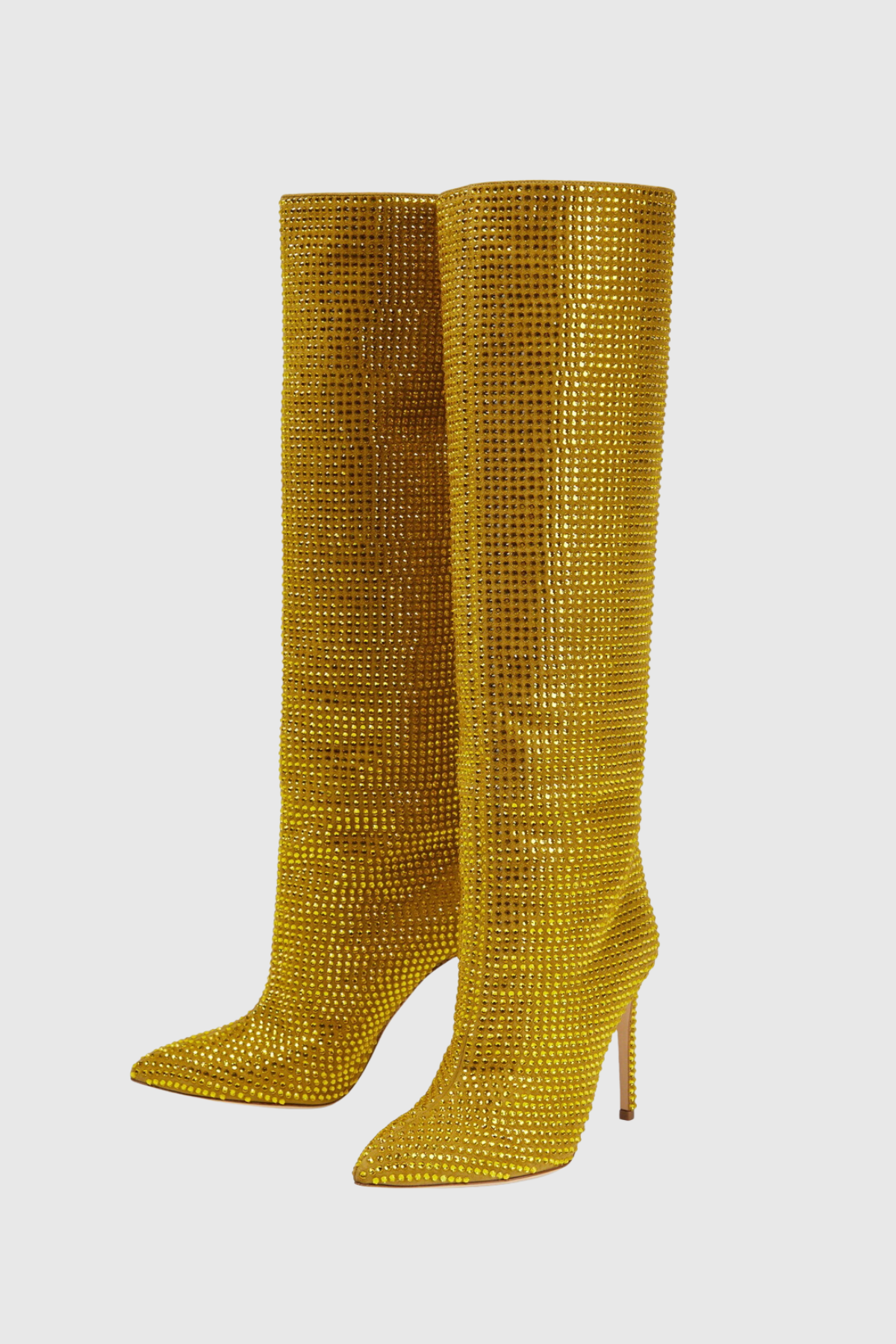 Verese Crystal Embellished Stiletto Boots - Yellow