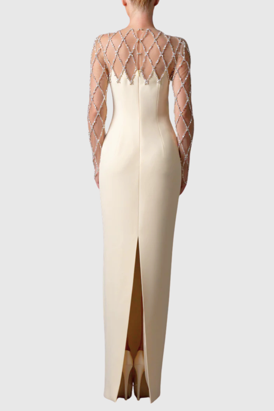Vernana Crystal Grid Embellished Maxi Dress