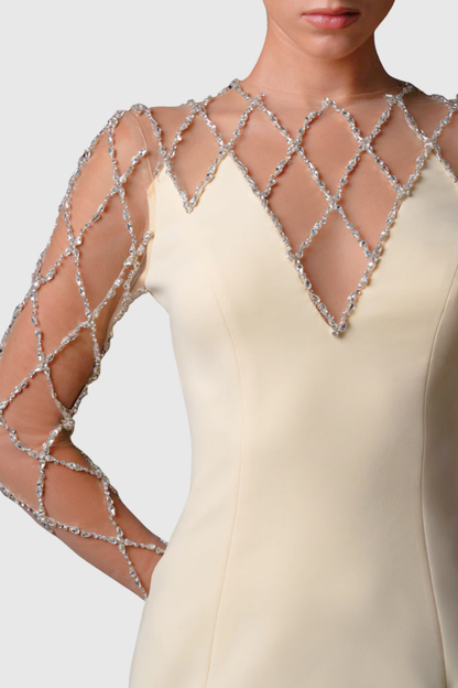 Vernana Crystal Grid Embellished Maxi Dress