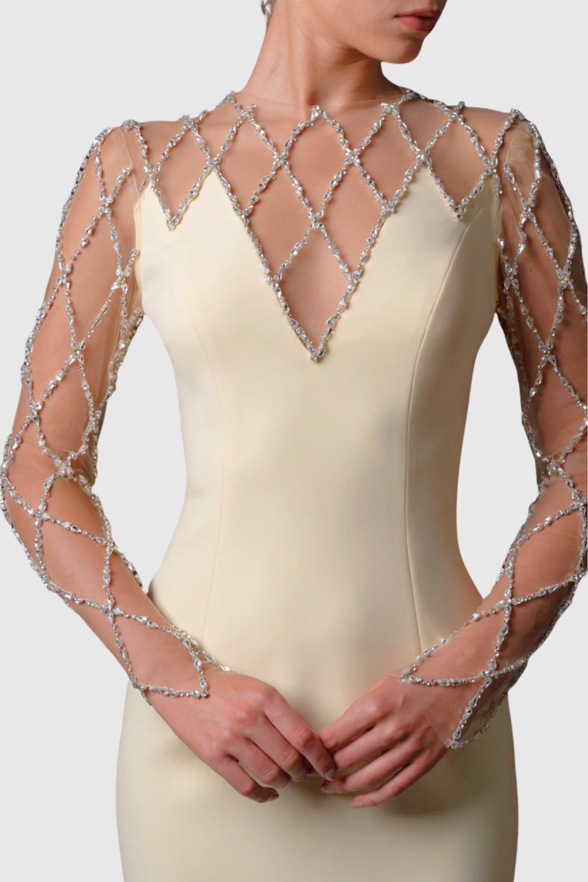 Vernana Crystal Grid Embellished Maxi Dress