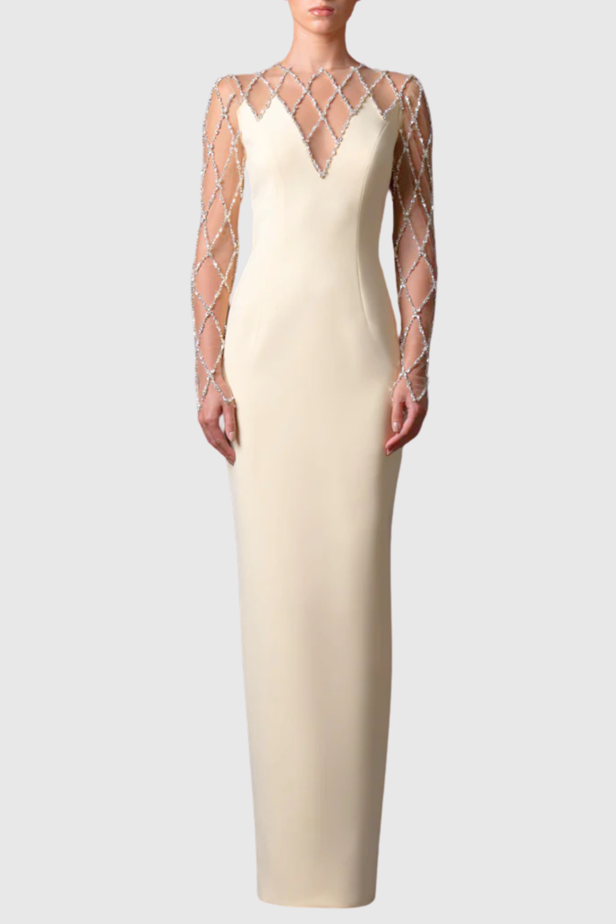 Vernana Crystal Grid Embellished Maxi Dress