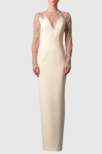 Vernana Crystal Grid Embellished Maxi Dress