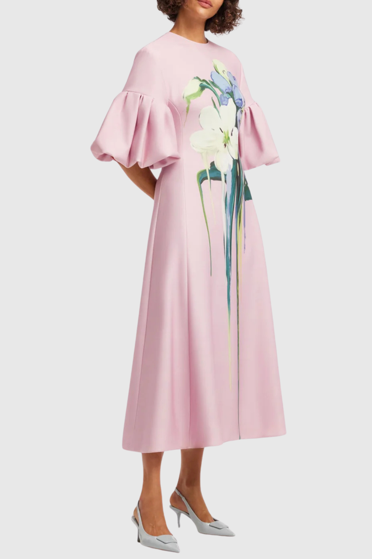 Vhitley Floral Puff Sleeves Midi Dress