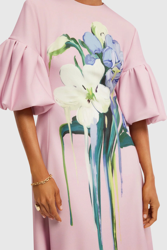 Vhitley Floral Puff Sleeves Midi Dress