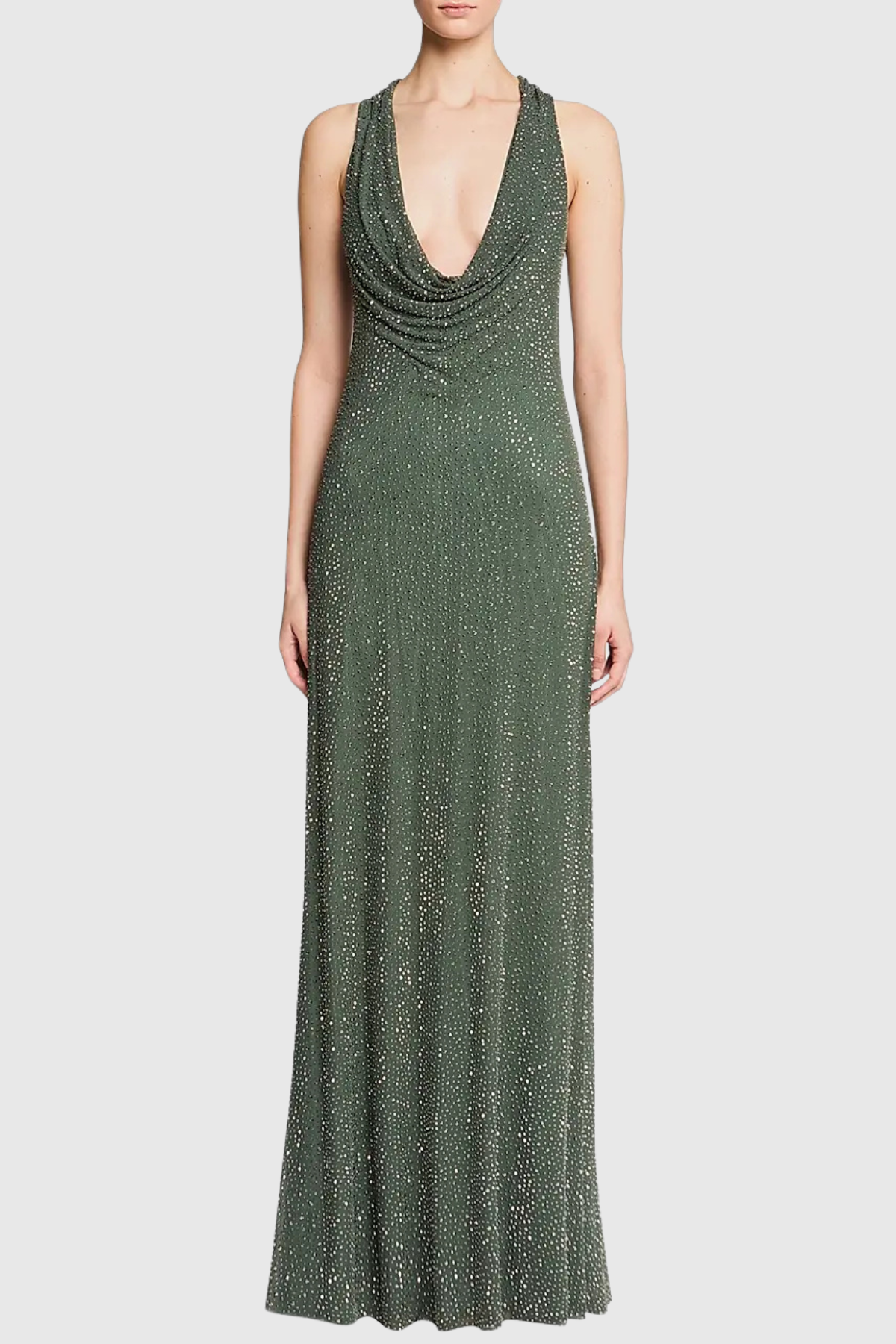 Vhyme Crystal Embellished Draped Maxi Dress