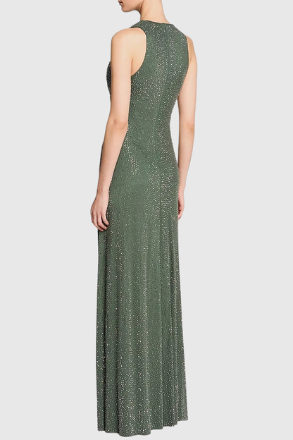 Vhyme Crystal Embellished Draped Maxi Dress