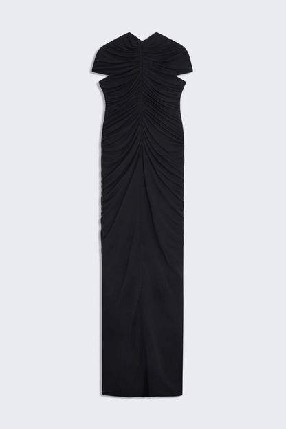 Viceroy Keyhole Mesh Ruched Maxi Dress - Black