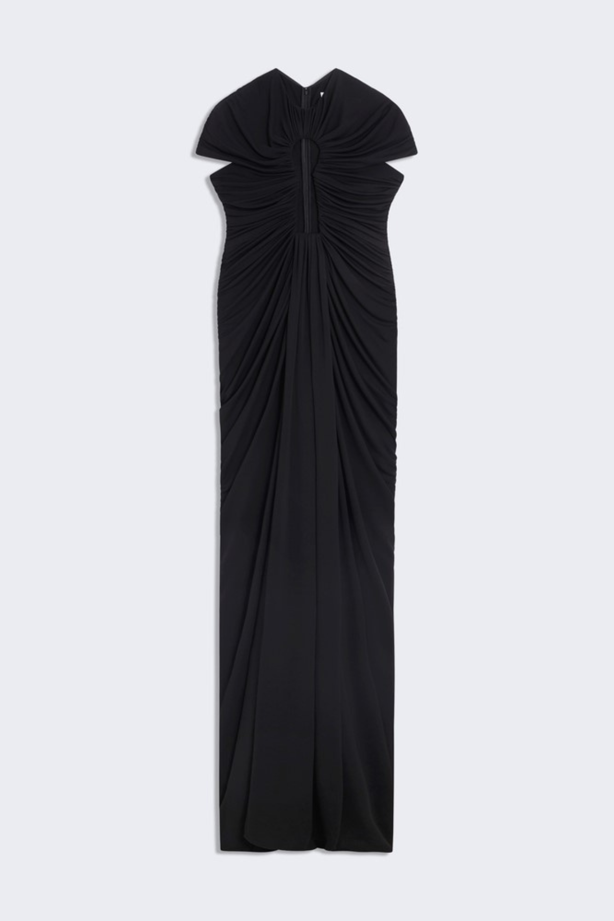 Viceroy Keyhole Mesh Ruched Maxi Dress - Black