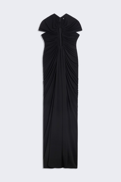Viceroy Keyhole Mesh Ruched Maxi Dress - Black