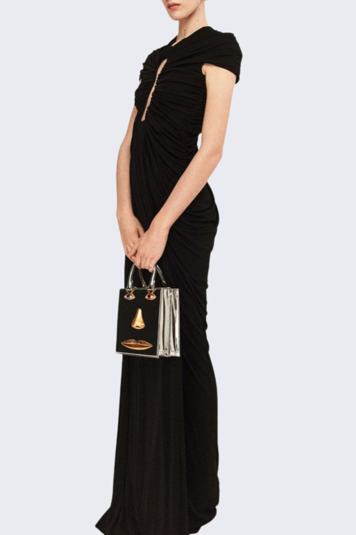 Viceroy Keyhole Mesh Ruched Maxi Dress - Black