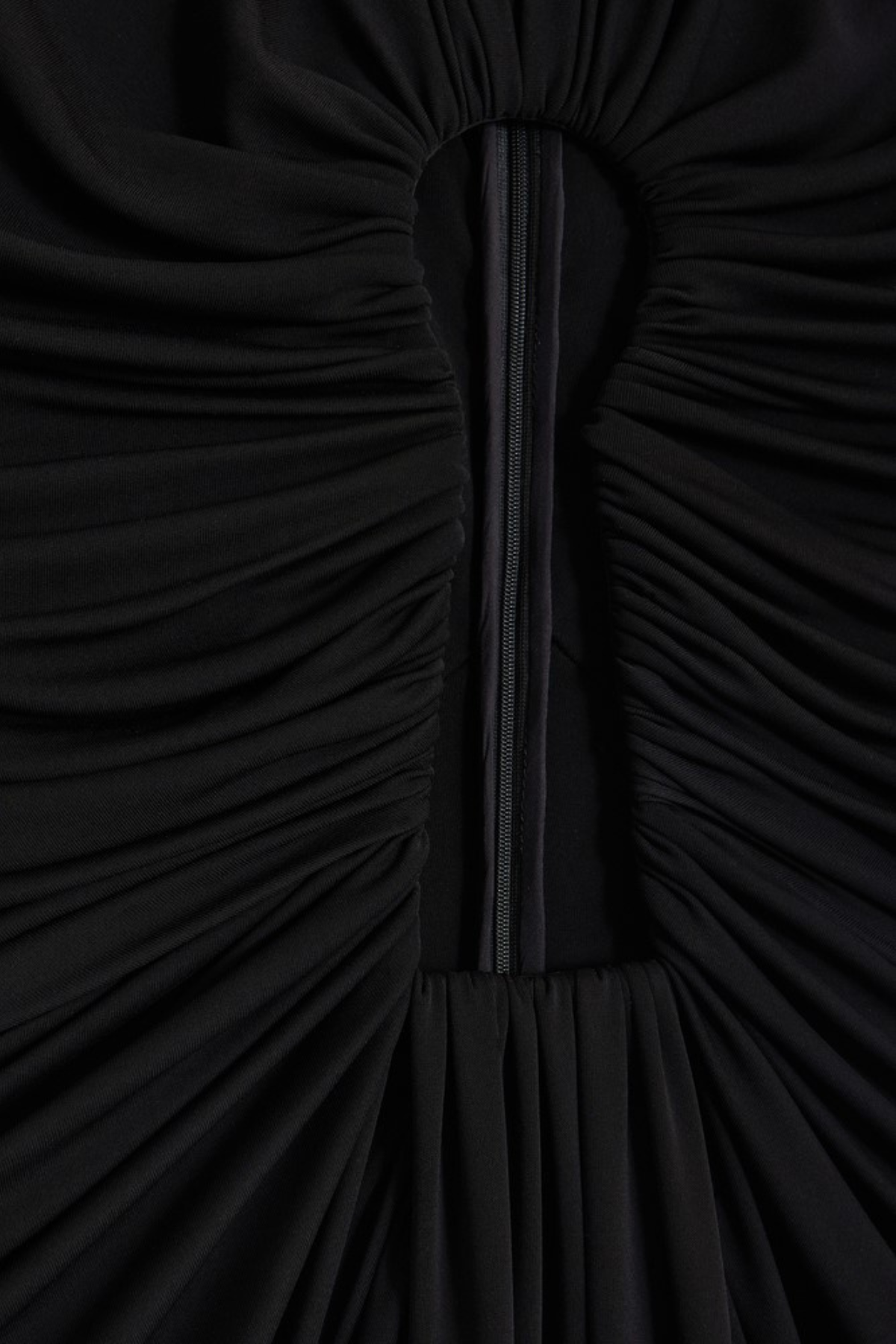 Viceroy Keyhole Mesh Ruched Maxi Dress - Black