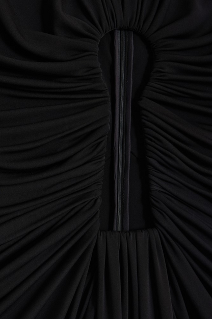 Viceroy Keyhole Mesh Ruched Maxi Dress - Black