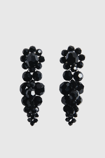 Vihoa Crystal Beaded Cluster Earrings - Black