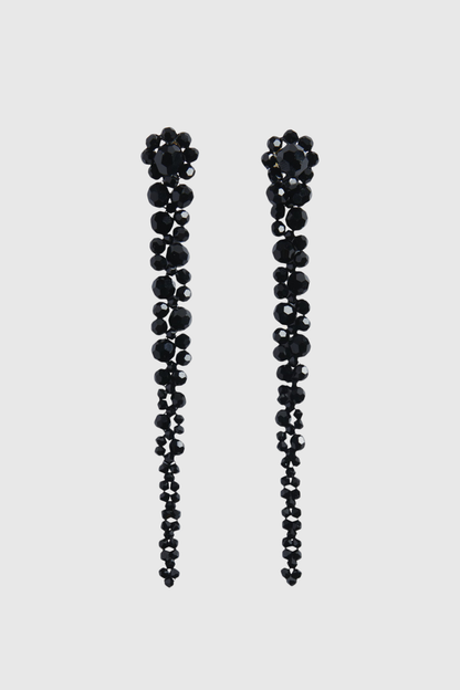 Vihoa Crystal Beaded Drip Earrings - Black