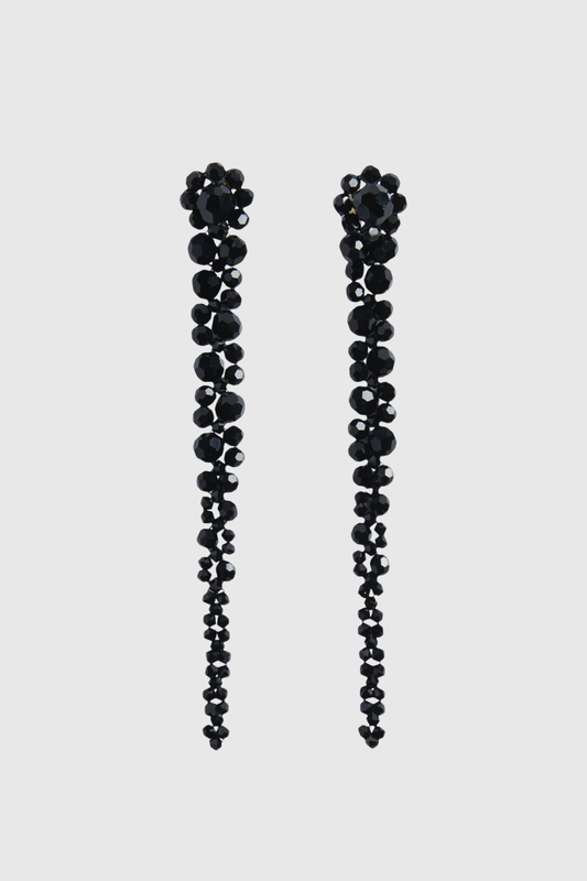 Vihoa Crystal Beaded Drip Earrings - Black