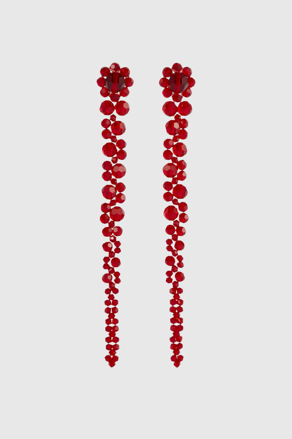 Vihoa Crystal Beaded Drip Earrings - Red