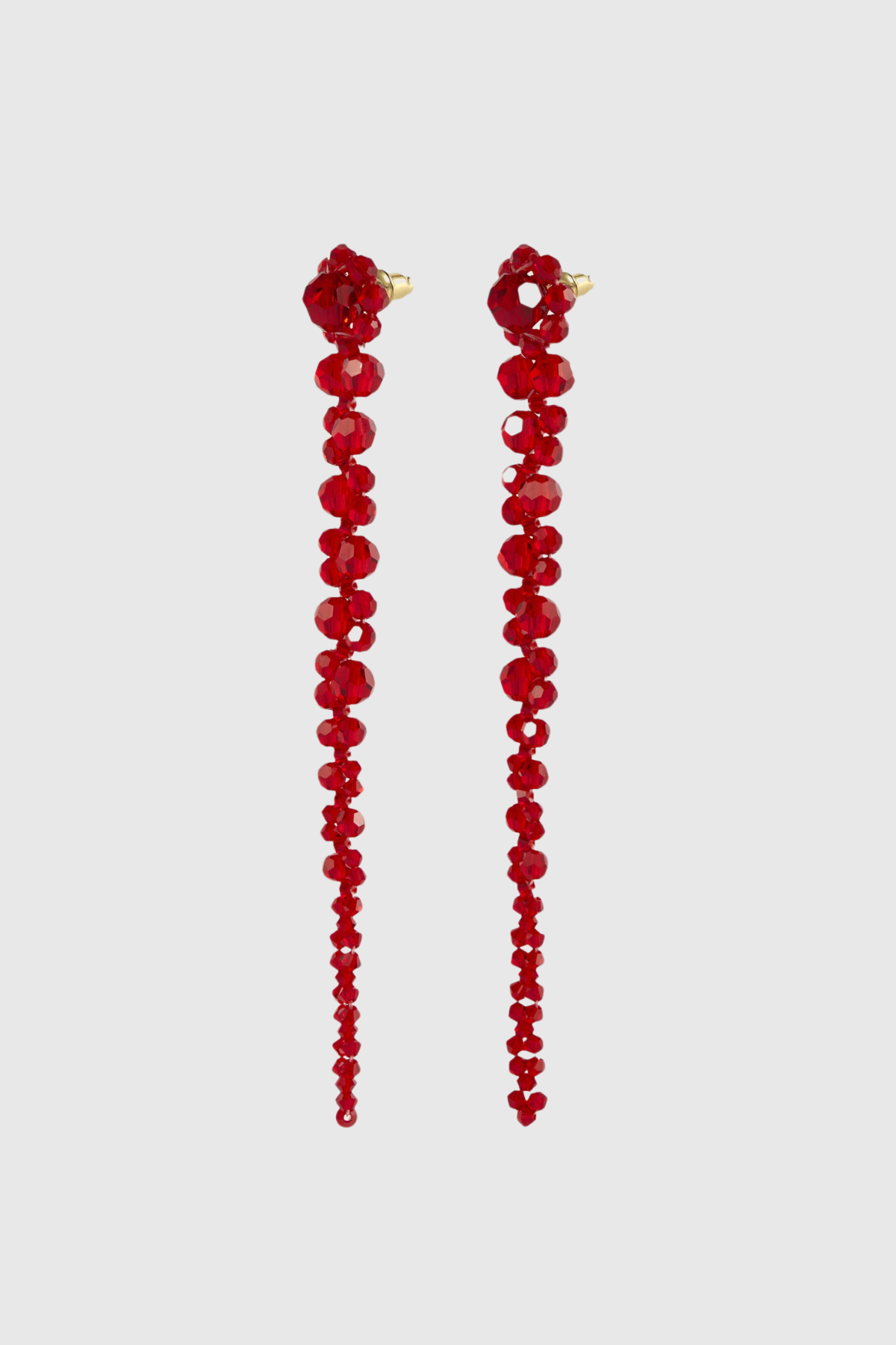 Vihoa Crystal Beaded Drip Earrings - Red