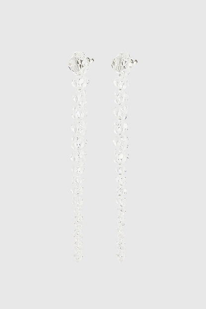 Vihoa Crystal Beaded Drip Earrings - Transparent