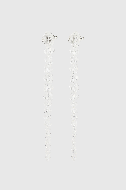 Vihoa Crystal Beaded Drip Earrings - Transparent