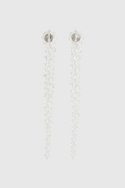 Vihoa Crystal Beaded Drip Earrings - Transparent