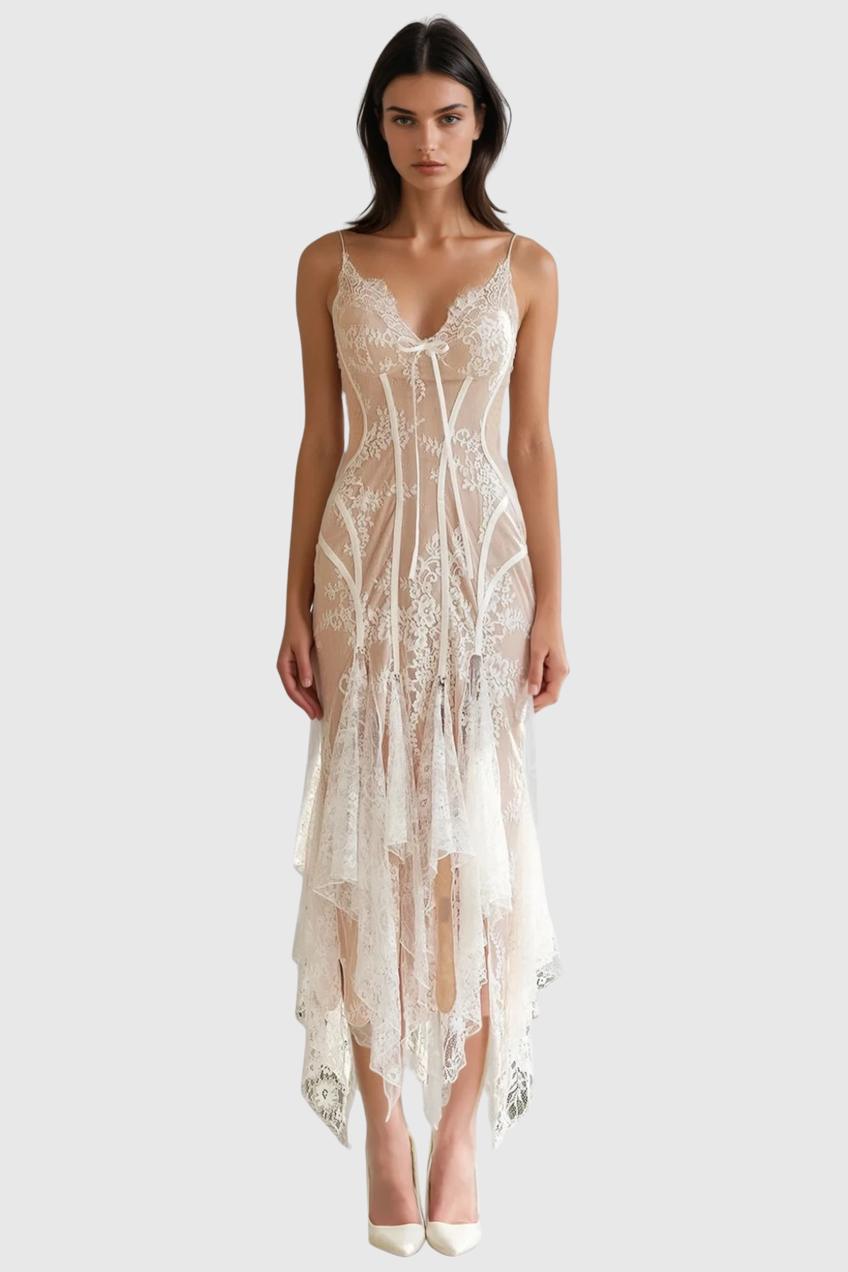 Vills Flared Lace Midi Dress