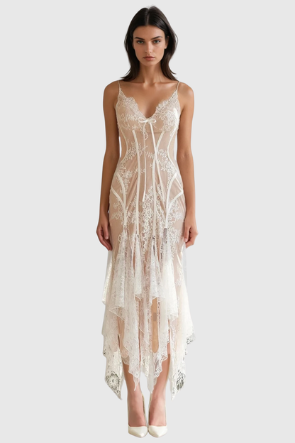 Vills Flared Lace Midi Dress